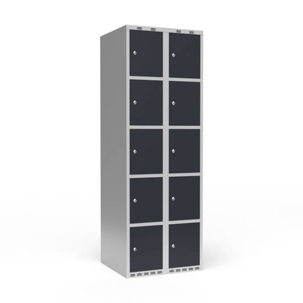 Garderobeskab 2x300 mm Lige tag 5 rum i h&oslash;jden Antracit d&oslash;r Cylinderl&aring;s
