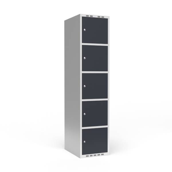 Garderobeskab 1x400 mm Lige tag 5 rum i h&oslash;jden Antracit d&oslash;r Cylinderl&aring;s