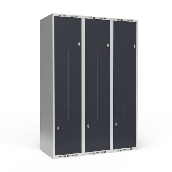Garderobeskab 3x400 mm Lige tag 2-delt s&oslash;jle Z-d&oslash;r Antracit d&oslash;r Greb for h&aelig;ngel&aring;s