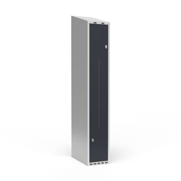 Garderobeskab 1x300 mm Skr&aring;t tag 2-delt s&oslash;jle Z-d&oslash;r Antracit d&oslash;r Cylinderl&aring;s