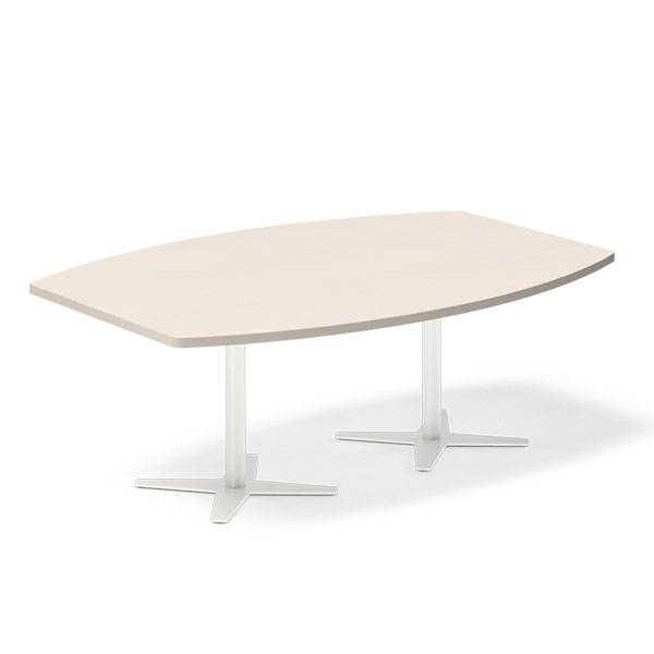 Konferencebord DNA, Birk 2000x1200 mm b&aring;dformet, Hvid understel