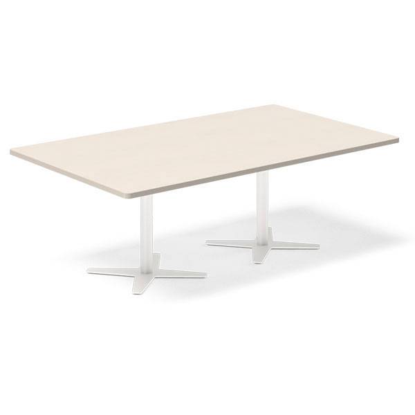Konferencebord DNA, Birk 2000x1200 mm rektangul&aelig;rt, Hvid understel