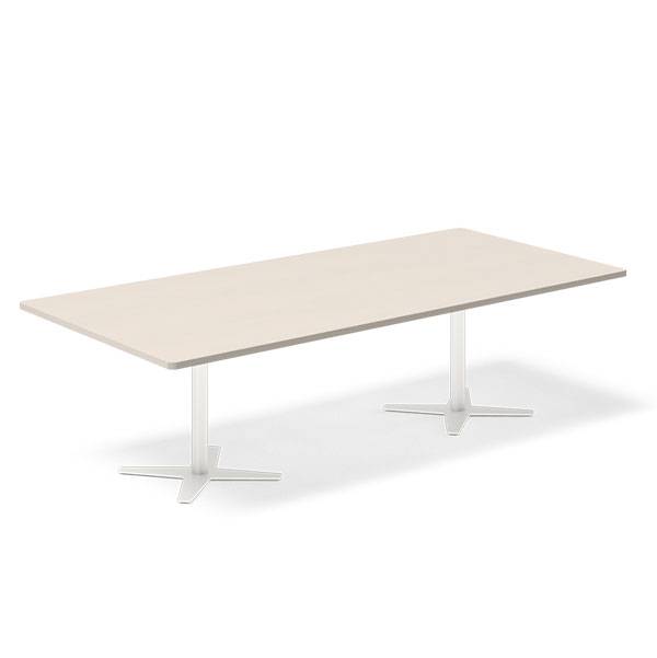 Konferencebord DNA, Birk 2600x1200 mm rektangul&aelig;rt, Hvid understel