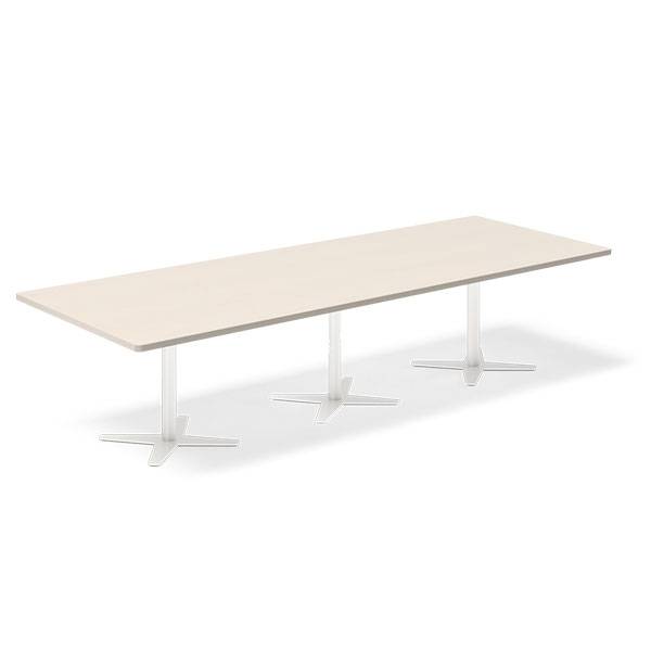 Konferencebord DNA, Birk 3200x1200 mm rektangul&aelig;rt, Hvid understel