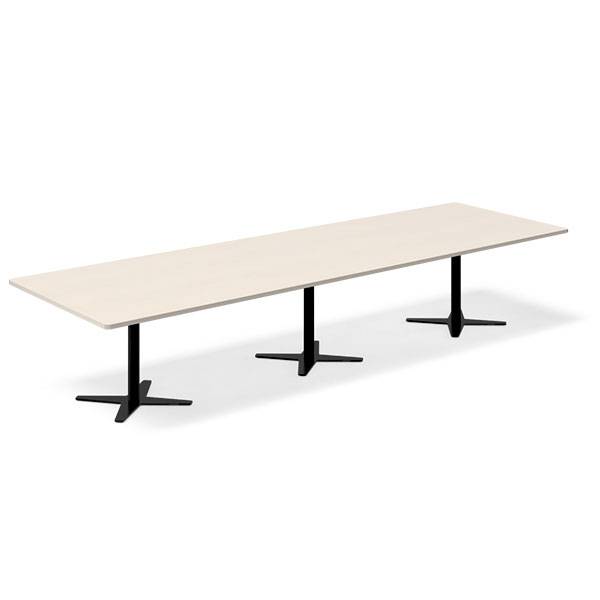 Konferencebord DNA, Birk 3800x1200 mm rektangul&aelig;rt, Sort understel