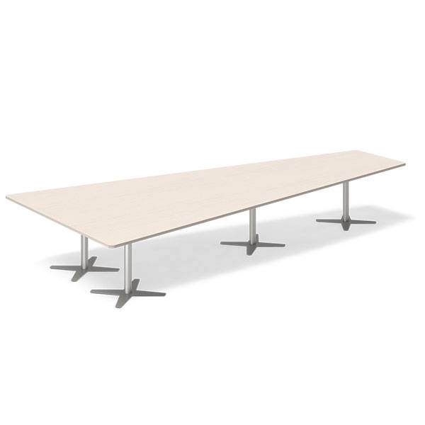 Konferencebord DNA, Birk 4400x2175 mm trapezformet, Alugr&aring; understel