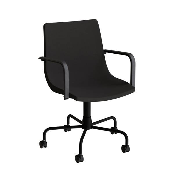Stol Colt 10016 Med arml&aelig;n og drejeligt undestel med hjul, sort tekstil, sort stel