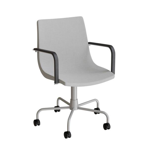 Stol Colt 10016 Med arml&aelig;n og drejeligt undestel med hjul, alugr&aring; tekstil, alugr&aring; stel