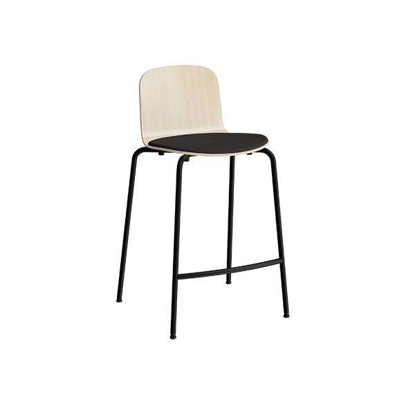Barstol ADD Birk laminat, s&aelig;de i sort tekstil, sorte ben