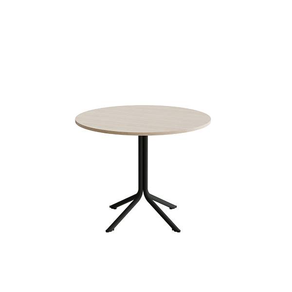 Bord Atlas 1133 &Oslash;900x720mm, Hvidpigmenteret eg med sortoliven understel