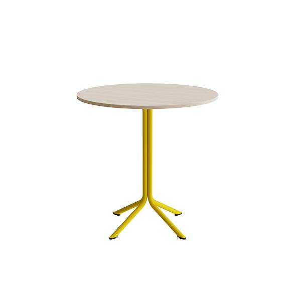 Bord Atlas 1133 &Oslash;900x900mm, Hvidpigmenteret eg med gult understel
