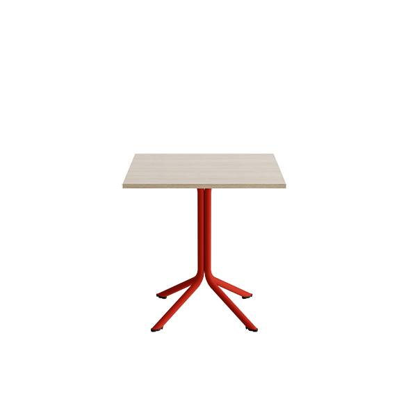 Bord Atlas 1133 700x700x720mm, Hvidpigmenteret eg med r&oslash;dt understel