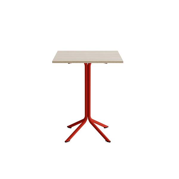 Bord Atlas 1133 700x700x900mm, Hvidpigmenteret eg med r&oslash;dt understel