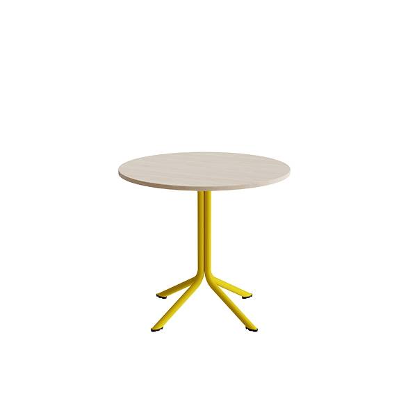 Bord Atlas 1133 &Oslash;800x720mm, Hvidpigmenteret eg med gult understel