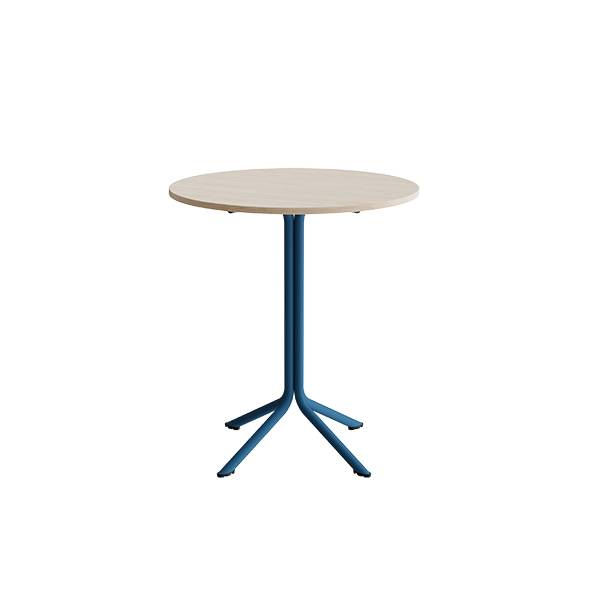Bord Atlas 1133 &Oslash;800x900mm, Hvidpigmenteret eg med azurbl&aring;t understel