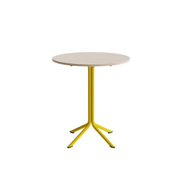 Bord Atlas 1133 &Oslash;800x900mm, Hvidpigmenteret eg med gult understel