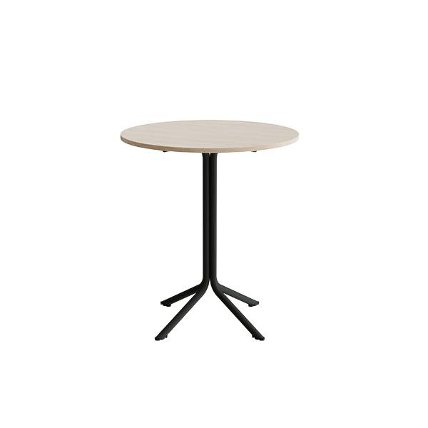 Bord Atlas 1133 &Oslash;800x900mm, Hvidpigmenteret eg med sortoliven understel