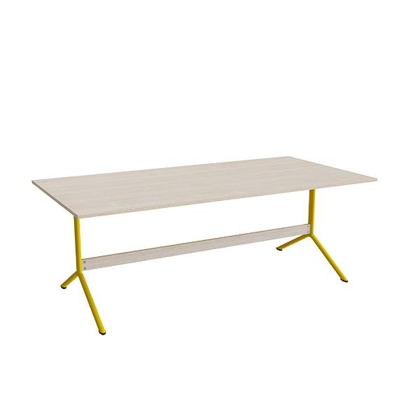Bord Atlas 1134, 2000x1000mm, h&oslash;jde 720, eg h&oslash;jtrykslaminat, gult stel