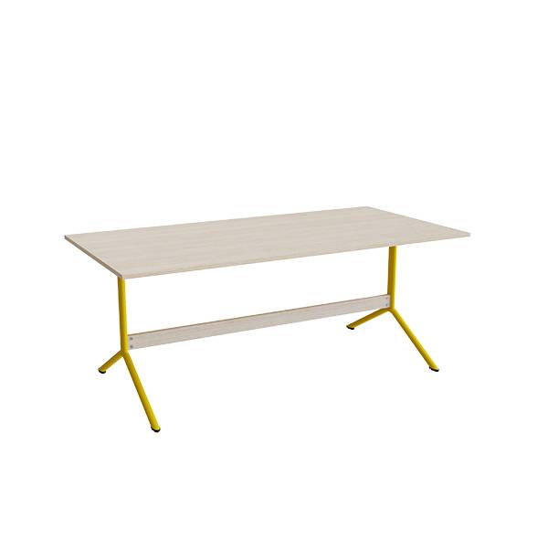 Bord Atlas 1134, 1800x900mm, h&oslash;jde 720, eg h&oslash;jtrykslaminat, gult stel