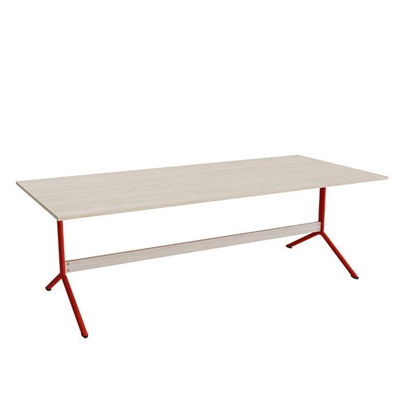 Bord Atlas 1134, 2200x1000mm, h&oslash;jde 720, eg h&oslash;jtrykslaminat, r&oslash;dt stel