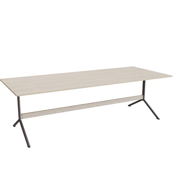 Bord Atlas 1134, 2400x1000mm, h&oslash;jde 720, eg h&oslash;jtrykslaminat, gr&aring;t stel