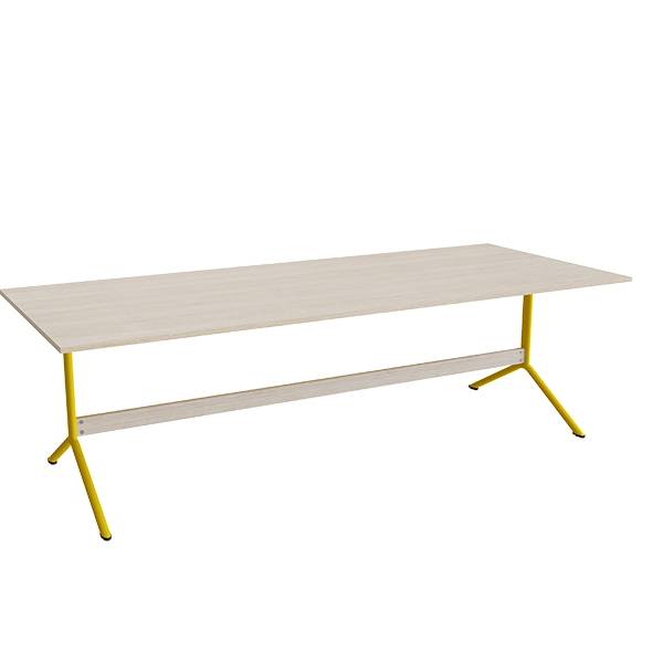 Bord Atlas 1134, 2400x1000mm, h&oslash;jde 720, eg h&oslash;jtrykslaminat, gult stel