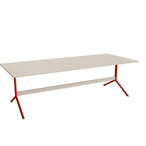 Bord Atlas 1134, 2400x1000mm, h&oslash;jde 720, eg h&oslash;jtrykslaminat, r&oslash;dt stel