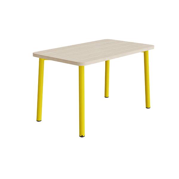 Bord Add 590, 1200x700 mm h&oslash;jde 720 mm med hvidpigmenteret eg, gult stel