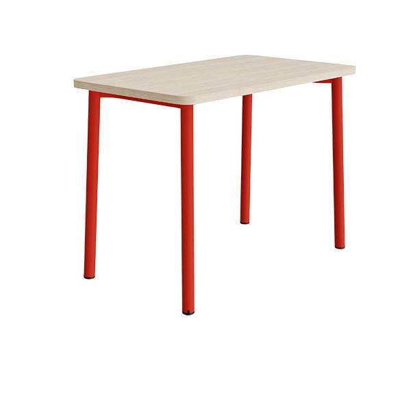 Bord Add 590, 1200x700 mm h&oslash;jde 900 mm med hvidpigmenteret eg, r&oslash;d stel