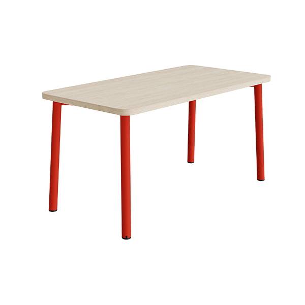 Bord Add 590, 1400x700 mm h&oslash;jde 720 mm med lydabsorberende hvidpigmenteret eg, r&oslash;d stel