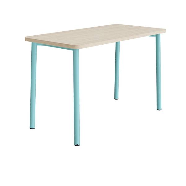 Bord Add 590, 1400x700 mm h&oslash;jde 900 mm med hvidpigmenteret eg, turkis stel
