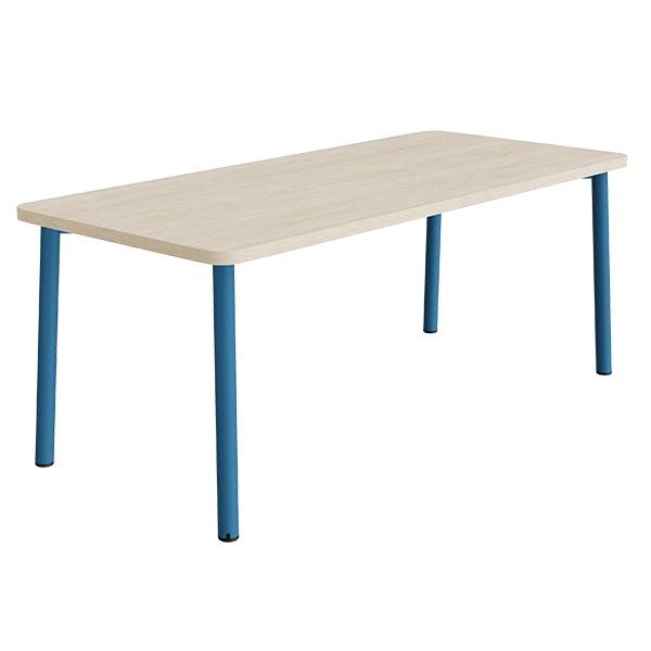 Bord Add 590, 1800x800 mm h&oslash;jde 720 mm med lydabsorberende hvidpigmenteret eg, bl&aring;t stel