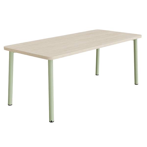 Bord Add 590, 1800x800 mm h&oslash;jde 720 mm med lydabsorberende hvidpigmenteret eg, gr&oslash;nt stel
