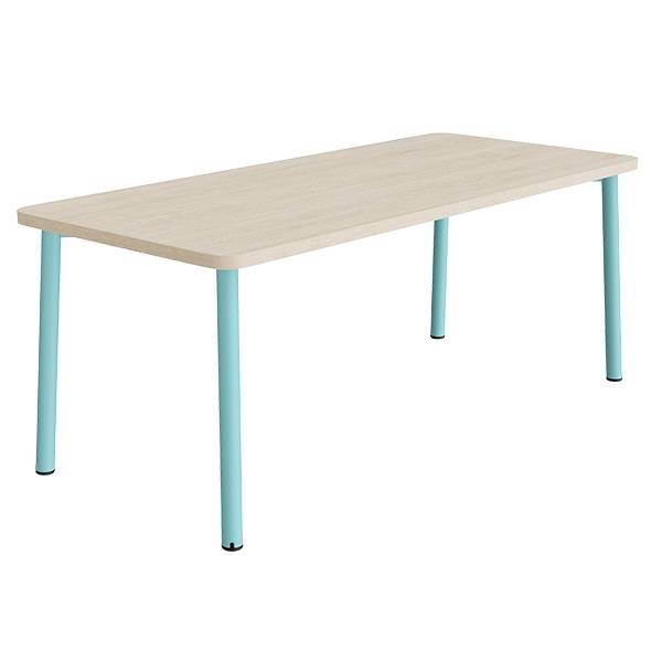 Bord Add 590, 1800x800 mm h&oslash;jde 720 mm med hvidpigmenteret eg, turkis stel