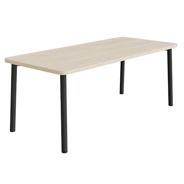 Bord Add 590, 1800x800 mm h&oslash;jde 720 mm med hvidpigmenteret eg, sortoliven stel