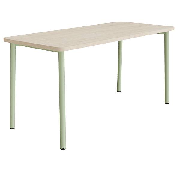 Bord Add 590, 1800x800 mm h&oslash;jde 900 mm med hvidpigmenteret eg, gr&oslash;nt stel