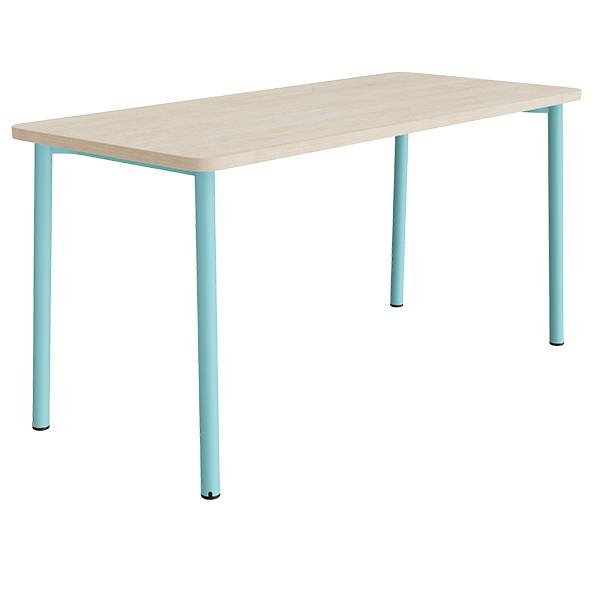 Bord Add 590, 1800x800 mm h&oslash;jde 900 mm med hvidpigmenteret eg, turkis stel