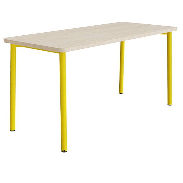 Bord Add 590, 1800x800 mm h&oslash;jde 900 mm med hvidpigmenteret eg, gult stel