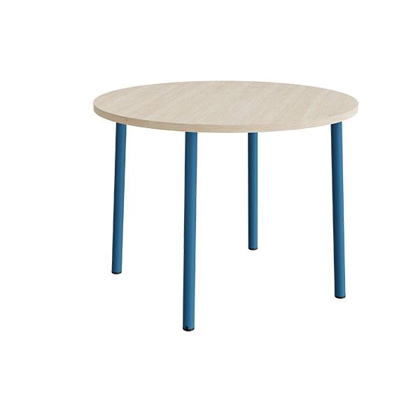 Bord Add 590, &Oslash;1200 mm, h&oslash;jde 900 mm, hvidpigmenteret eg laminat p&aring; bl&aring;t stel