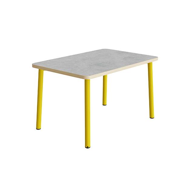 Bord Add 590, 1200x700 mm h&oslash;jde 720 mm med lys gr&aring; linoleum, gult stel