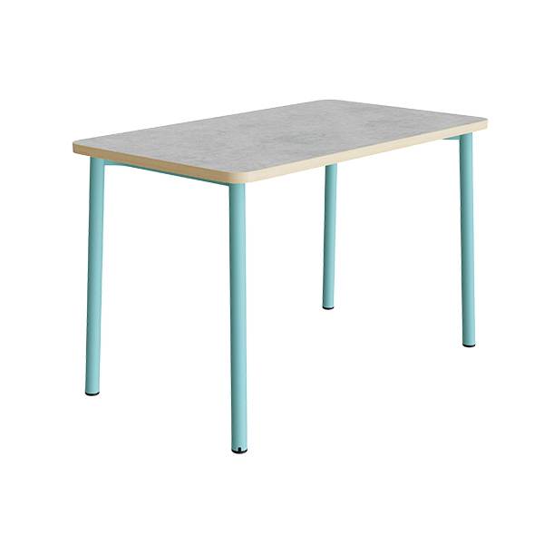 Bord Add 590, 1800x800 mm h&oslash;jde 720 mm med lys gr&aring; linoleum, turkis stel