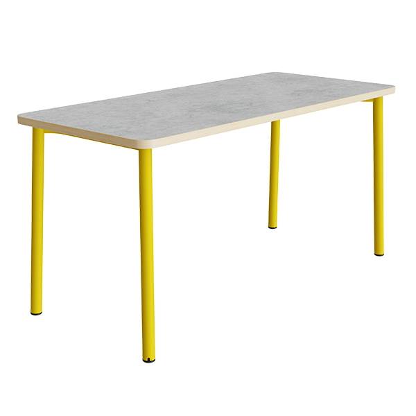 Bord Add 590, 1800x800 mm h&oslash;jde 900 mm med lys gr&aring; linoleum, gult stel