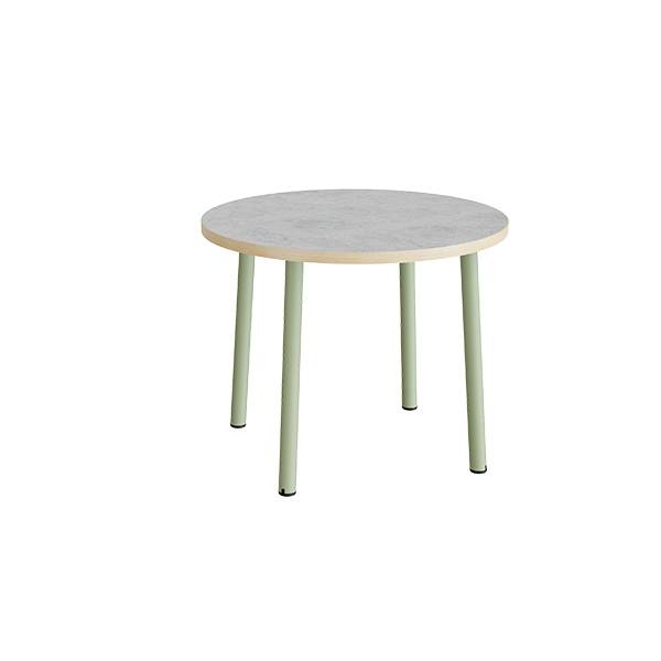 Bord Add 590, &Oslash;900 mm, h&oslash;jde 720 mm, lys gr&aring; linoleum p&aring; gr&oslash;nt stel