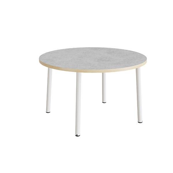 Bord Add 590, &Oslash;1200 mm, h&oslash;jde 720 mm, lys gr&aring; linoleum p&aring; hvidt stel