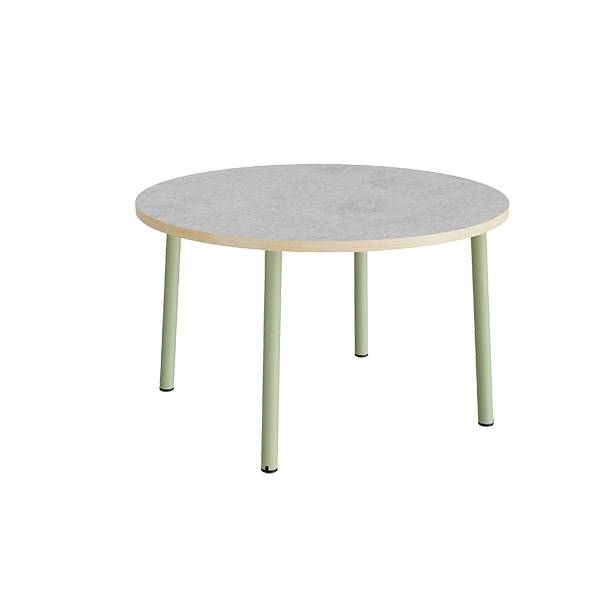 Bord Add 590, &Oslash;1200 mm, h&oslash;jde 720 mm, lys gr&aring; linoleum p&aring; gr&oslash;nt stel