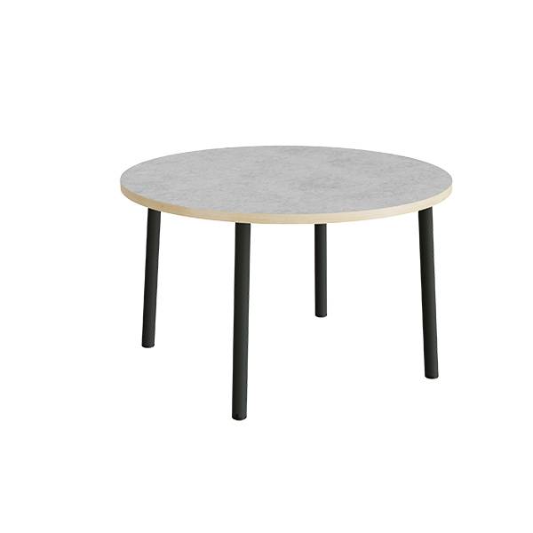 Bord Add 590, &Oslash;1200 mm, h&oslash;jde 720 mm, lys gr&aring; linoleum p&aring; sortoliven stel