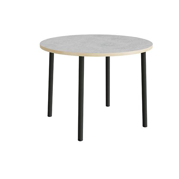Bord Add 590, &Oslash;1200 mm, h&oslash;jde 900 mm, lys gr&aring; linoleum p&aring; sort stel