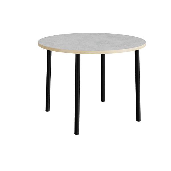 Bord Add 590, &Oslash;1200 mm, h&oslash;jde 900 mm, lys gr&aring; linoleum p&aring; sortoliven stel