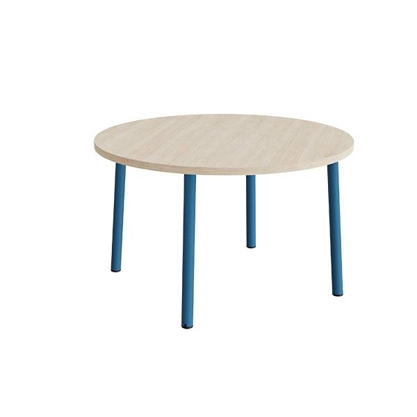 Bord Add 590, &Oslash;1200 mm, h&oslash;jde 720 mm, lydd&aelig;mpende hvidpigmenteret eg laminat p&aring; bl&aring;t stel