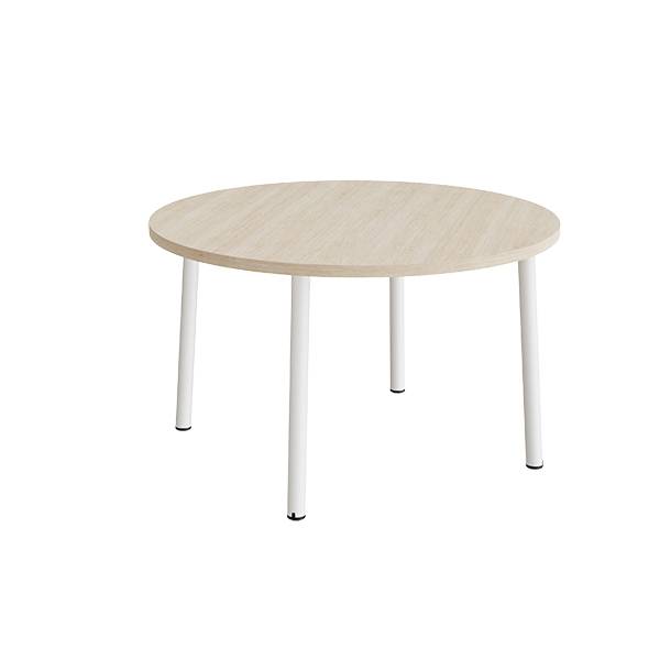 Bord Add 590, &Oslash;1200 mm, h&oslash;jde 720 mm, lydd&aelig;mpende hvidpigmenteret eg laminat p&aring; hvidt stel